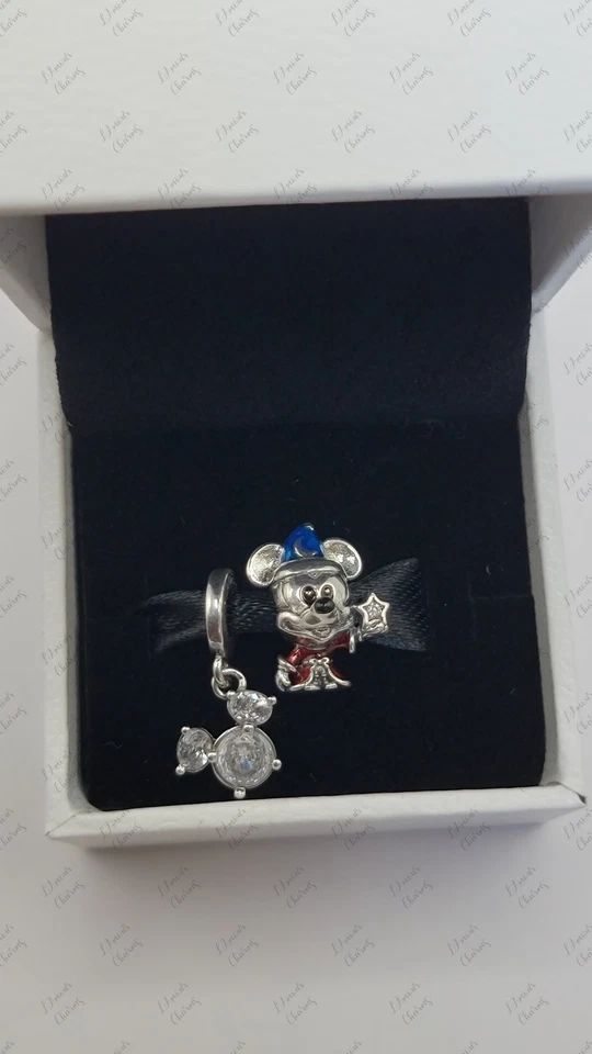 Auténtico Pandora Disney Mickey Silueta y Aprendiz de Hechicero Dije Conjunto B78 Foto 4 de 4
