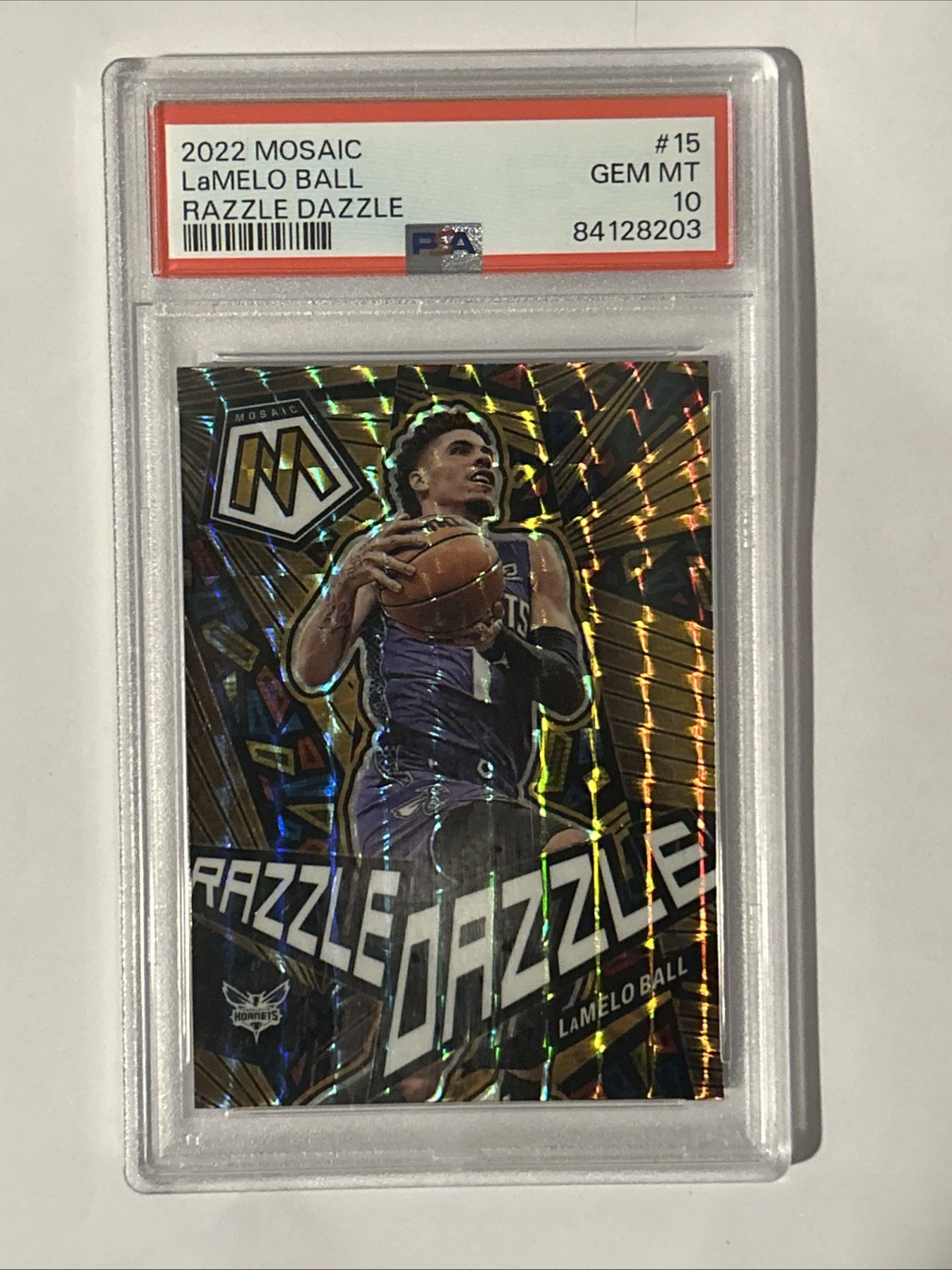 2022-23 Mosaic LaMelo Ball Razzle Dazzle No. 15 PSA 10