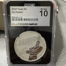 2022 Tuvalu $1 Silver The Phantom NGCX MS10 Mint State 10 Comic Coin