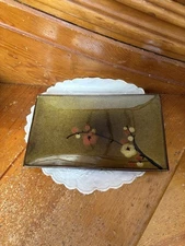 Simple Dining Rectangular Shaped Floral Branch Dinner Plate / Tray 9.5" x 5.5"