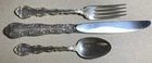 NO MONOGRAM 3 PIECES Sterling GORHAM STRASBOURG Dinner Knife & Fork TEASPOON