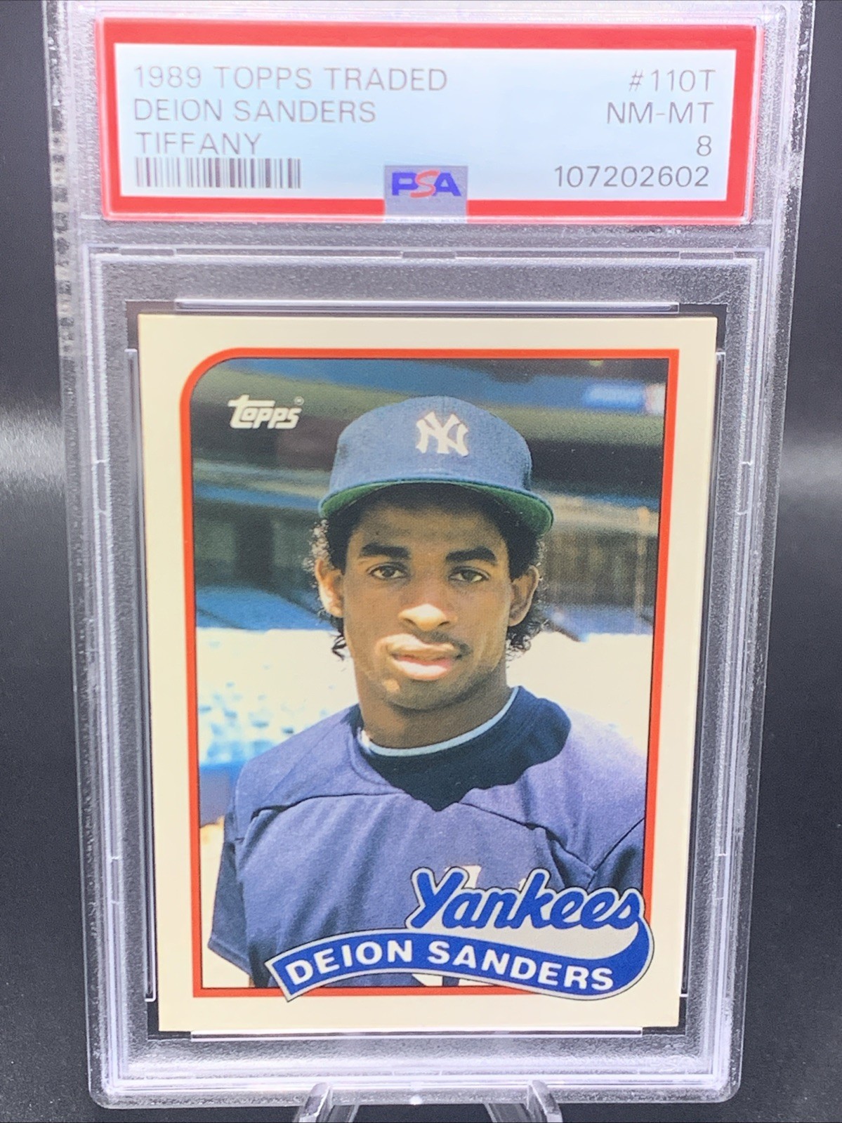1989 TOPPS TRADED TIFFANY #110T DEION SANDERS ROOKIE Card RC PSA 8 🐐