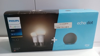 Amazon Echo Dot (4.Gen.) + 2x Philips Hue Lampen Neu Anthrazit OVP