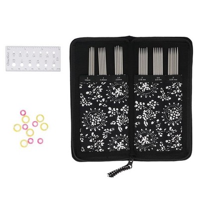 CHIAOGOO Red Ribbon Double Point Stainless Steel Knitting Needle Set, 6-Inch