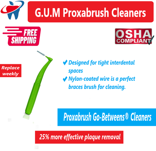 GUM Proxabrush Go-Betweens - Angled Interdental Brushes, Brush Braces cleaner - Afbeelding 2 van 5