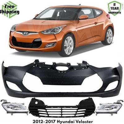 Front Bumper Cover Fascia & Fog Light Assembly For 2012-2017 Hyundai Veloster