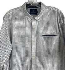 SCOTCH SODA Sz L/XL Men s Shirt White Blue Geometric Print Button Up Down