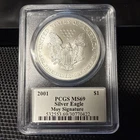 2001 $1 American Silver Eagle PCGS MS69 Edmund C. Moy Signature