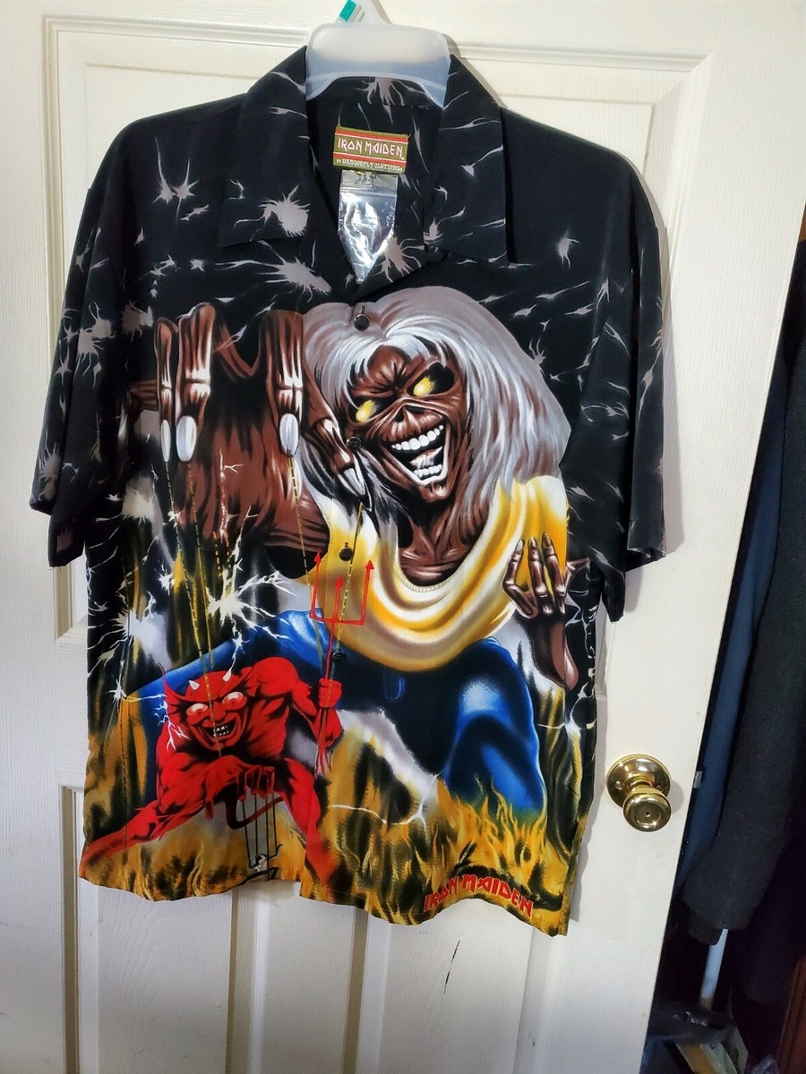 iron maiden dress shirt t-shirt metal men's Iron Maiden - NOTB Vintage - ROCK OFF - IMTEE42MB