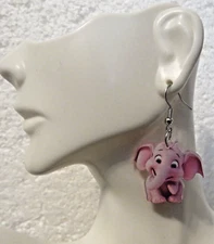 Chunky Baby Elephant Dangle Earrings Cartoon Cute Style Acrylic Jewelry