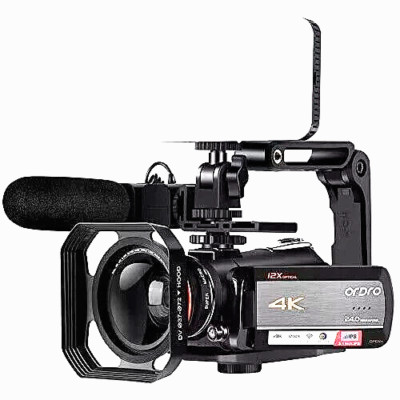 ORDRO Video Camera 4K Livestream Camcorder HDR-AC5 12X Optical Zoom Black