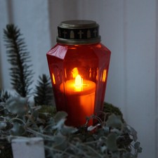 LED Novenkerze Serene Grabkerze Grablicht Grableuchte flackernd H: 15,5cm rot