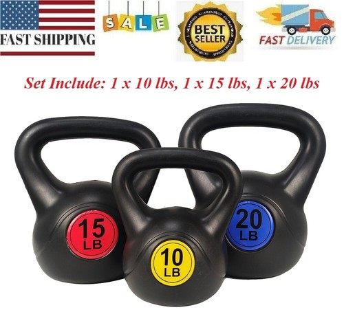 Signature Fitness Set De 4 Kettlebells à Large Prise - 5 Lbs (2,3 Kg), 10 Lbs (4,5 Kg), 15 Lbs (6,8 Kg), 20 Lbs (9,1 Kg) - Revêtement Vinyle Antirouille