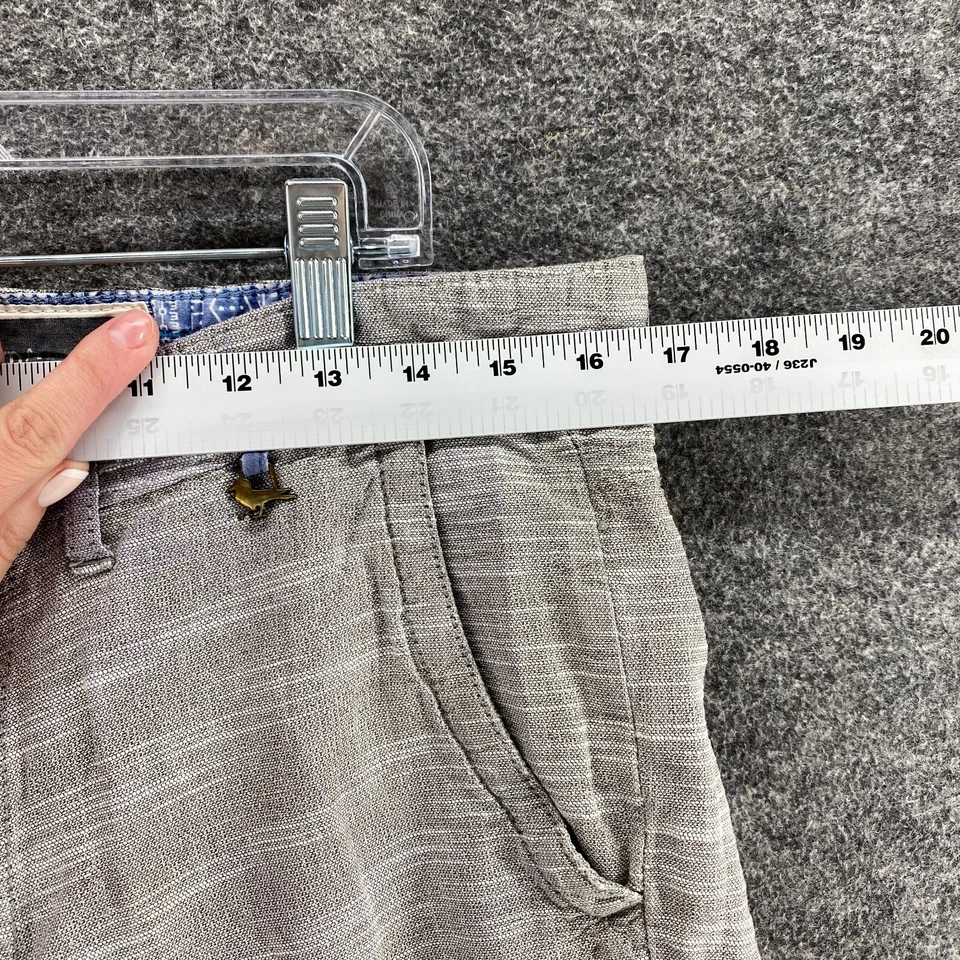 Pantalones Cortos Modernos Diversión Hombres 32 Gris Rayas Tiro Medio Bermudas Bolsillos Algodón Foto 3 de 4