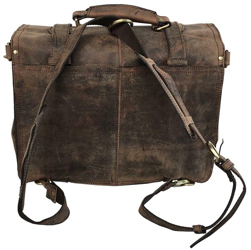 HERREN BUFFALO HUNTER LEDER UMHÄNGETASCHE BRAUN DISTRESSED AKTENTASCHE TASCHE - Bild 6 von 8