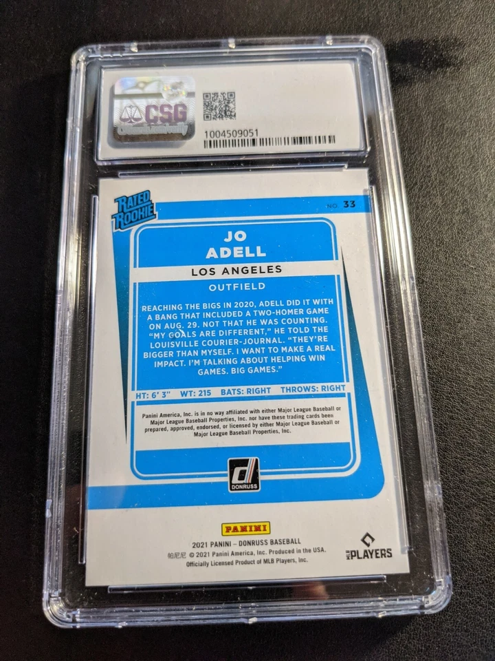 2021 Panini Donruss Rated Rookies Jo Adell #33 CSG 9.5 GEM MINT RC Rookie - Image 2 of 2
