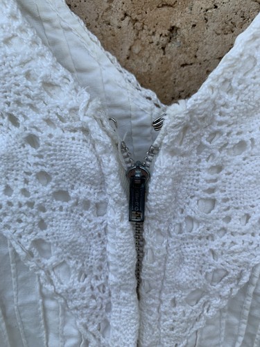 Vintage White Mexican Dress Metal Zipper Hippy Boho Peasant Hippie Chic - Picture 5 of 24