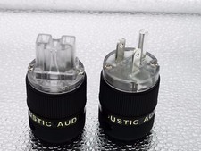 1set HiFi Pure Copper Silver US male Female IEC Power Plug AC connector