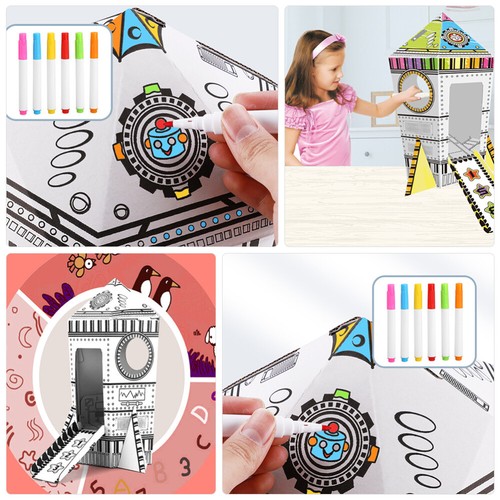 Children's Hand-folding Paper- Toys Rockets House Interactive Creative Toys - 第 4/12 張圖片