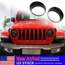 2PCS Black Front Headlight Lamp Cover Bezel For Jeep Wrangler JL 2018-2023 2/4Dr