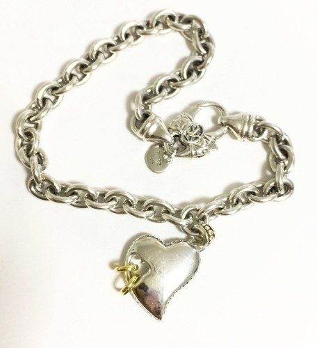 SCOTT KAY 7.5" 16g Sterling Silver Heart 14k Gold Rings Charm Bracelet Women NWT - Picture 4 of 14