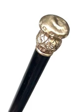 Vintage Antique 19C Gold Filled Top Theatre Swagger Knob Walking Stick Cane Old