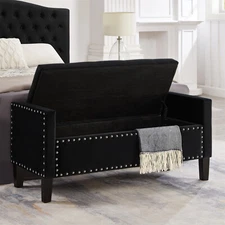 Storage Bench Storage Ottoman Bench End of Bed with Armrest for Entryway