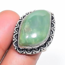 Green Aventurine Gemstone Handmade Ethnic 925 Sterling Silver Jewelry Ring 7" p7