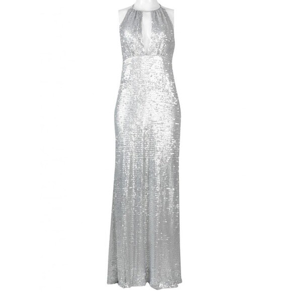 Adrianna Papell Halter Neck Piping 