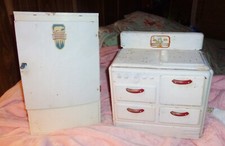 1930s Pretty Maid Toy Oven  Polar Refrigerator Betty Toplin Beater Pots  Pans