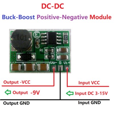 300mA 3V 3.3V 3.7V 5V 6V 9V 12V 15V to -9V DC-DC Boost-Buck input +Voltage 