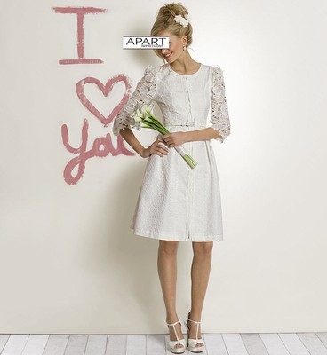 NEU 2tlg. HOCHZEIT STANDESAMT JACQUARD MANTELKLEID SPITZE 38 40 42 APART  *043098 | eBay