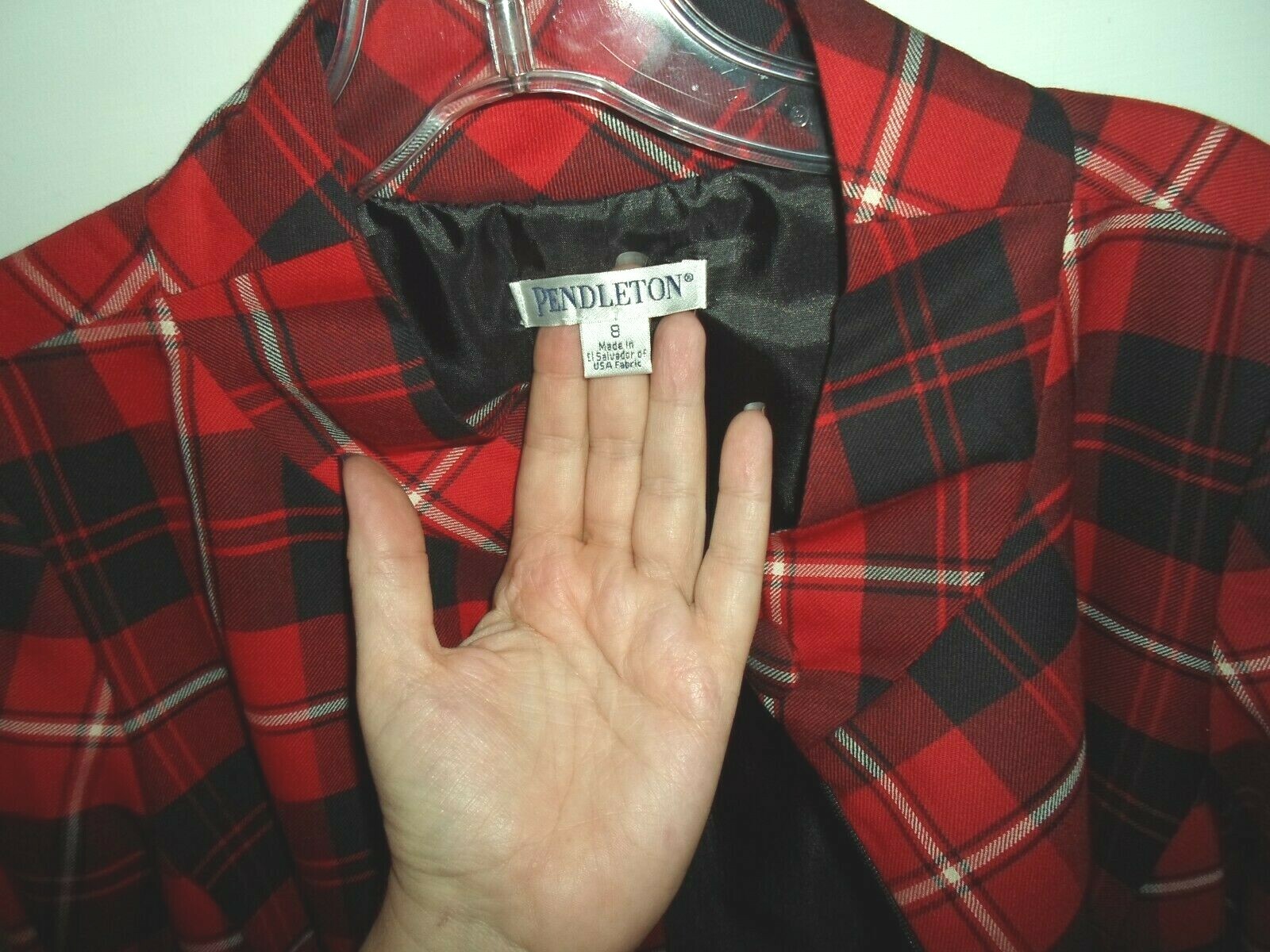 Pendleton Virgin Wool Red/Black Plaid Blazer Jack… - image 3