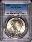 1922 Silver Peace Dollar MS 64 PCGS # 45346300 + Bonus