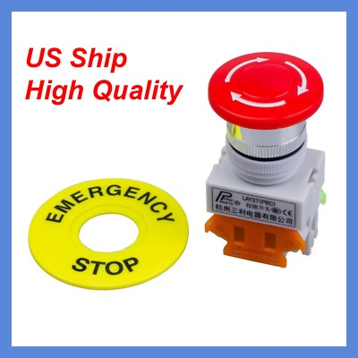 #ad 660V Self Locking CNC Mushroom Cap Emergency Stop Push Button Switch NO NC US $5.68
