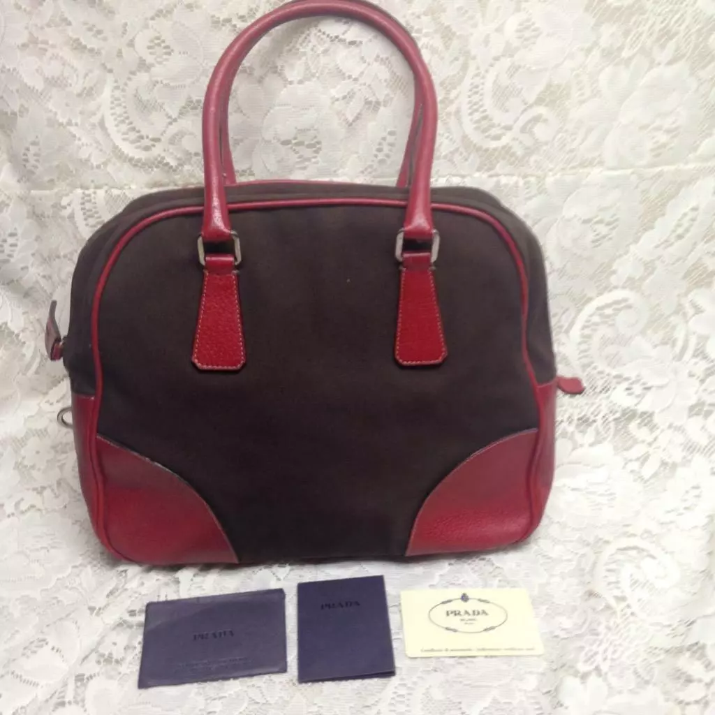 Prada leather trimmed shoulder clearance bag