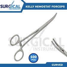 100 Pcs Kelly Hemostat Forceps Curved Surgical  Veterinary 6.25'' German Grade