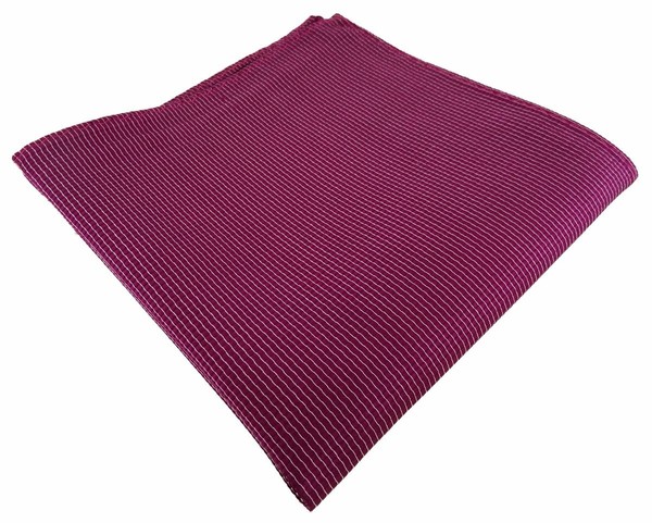 Tigertie Designer Seideneinstecktuch Magenta Silber Gestreift - Gr. 30 X 30 Cm-image