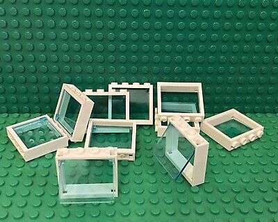 Lego X10 Black Frame 1x4x6 With 3 Panes With Trans-light Blue Glass Insert Parts