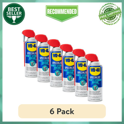 (6 pack) WD-40 Specialist White Lithium Grease Protective Spray, 10 oz