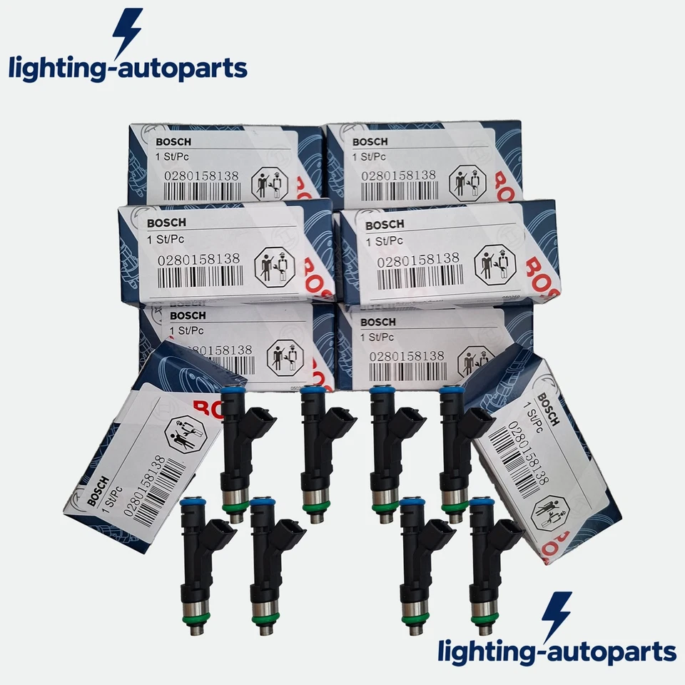 8PCS Original BOSCH Fuel Injectors OEM 0280158138 for 2007-2009 Ford F-150 5.4L Foto 2 de 4
