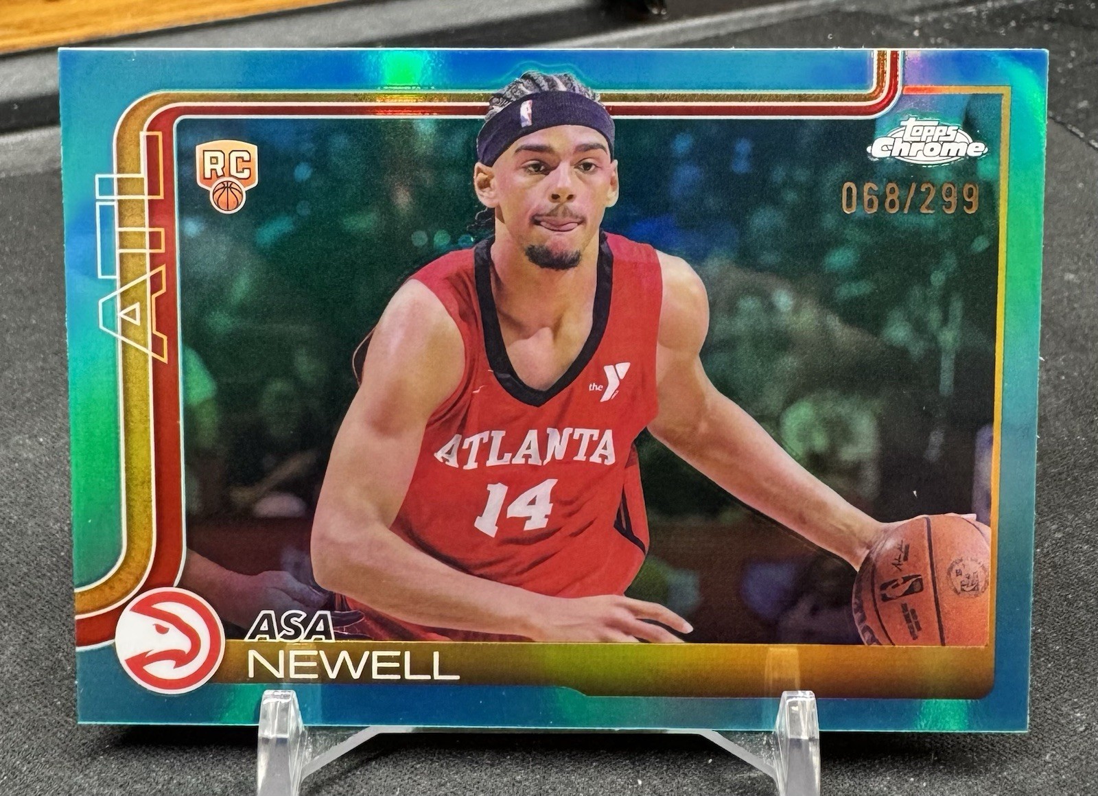Asa Newell RC 2025-26 Topps Chrome Rookie Teal Refractor /299 Atlanta Hawks #273