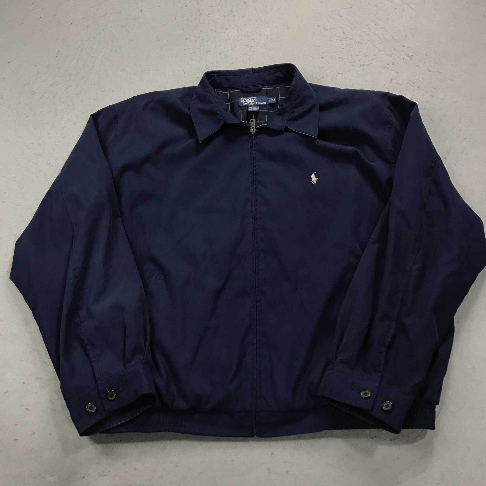 VINTAGE Polo Ralph Lauren giacca uomo XL blu foderato bomber pony full zip anni 90