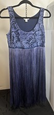 Boston Proper Fringe Dress Blue Lace Boho Festival Flapper Gatsby Sz 8
