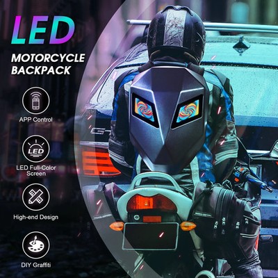 Motorcycle LED Knight Backpack Laptop Bag DIY programming Backpack 3D Waterproof
