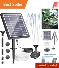 Solar Bird Bath Fountain Kit Outdoor Water Pump 0.54 GPM for Garden Pond