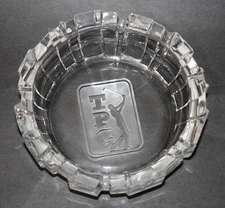 PGA Tournament Players Club MCM Italian Bormioli Ashtray Cubic Etched TPC Golfer