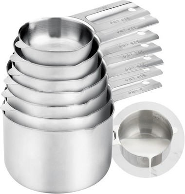 Measuring Cups Set 7 Pieces Stainless Steel Stackable Nesting Heavy Duty Perfect