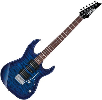 Ibanez GRX70QA-TBBE-Gitarre RG Gio Serie HSH Tremolo Transparent Blue Burst blau