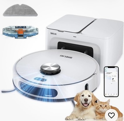 SHELIKI Robotic Vacuum Cleaner  Quiet, 360 LiDAR Navigation Robot Vacuum